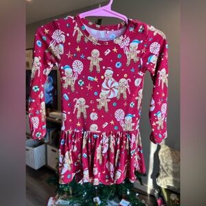 Posh Peanut Candy Cane Lane Gingerbread Twirl Onesie Dress Size 12-18 Months